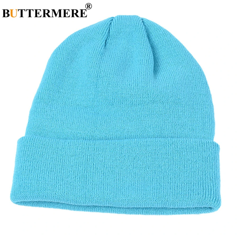 BUTTERMERE Skullies Beanies Winter Cap Men Women Korean Fashion Warm Solid Orange Yellow Red Blue Black Casual Knitted Hat