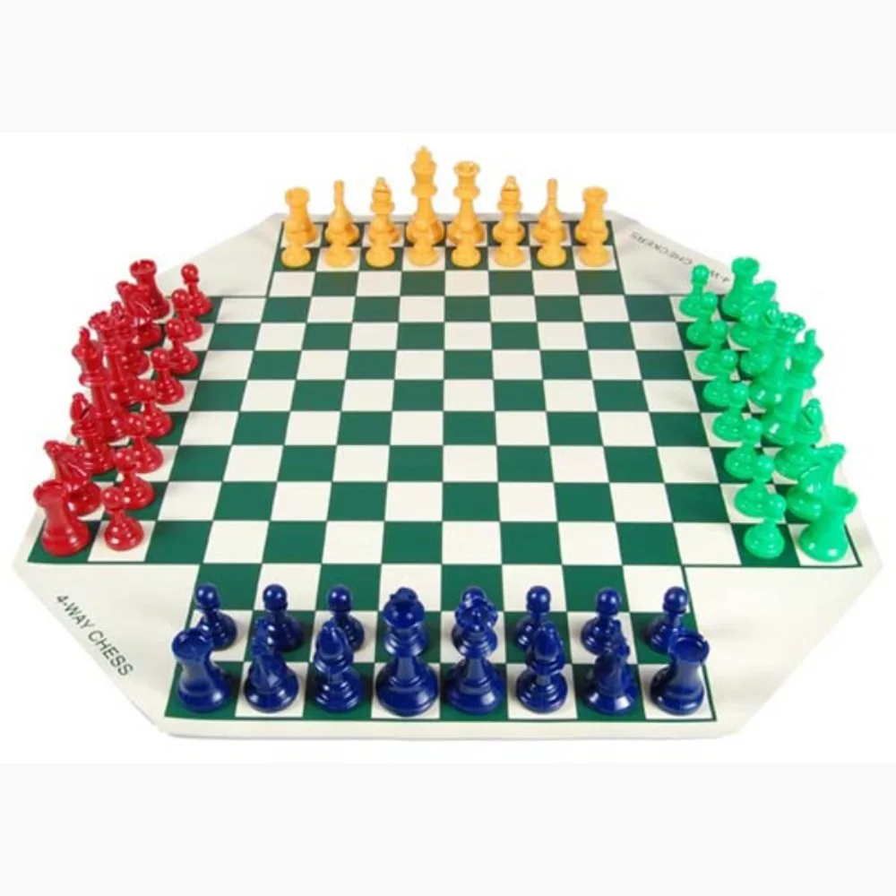 Four-player chess is a game in which 4 people play chess together