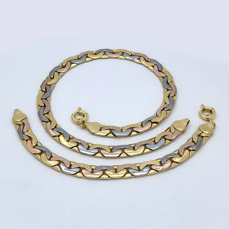 مجموعات المجوهرات البرازيلية ثلاثة قلادة مطلية بالذهب سوار كبير الحجم أحدث تصميم هدية مجوهرات عصرية لحفلات الخطوبة