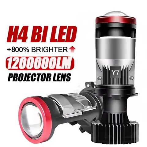 H4 Bi LED Projector Lens Car Headlight Bulbs CANBUS 12V 6000K Auto/Moto Hi/Lo Beam Turbo Fan Bright Spotlight HeadLamp Y7D LHD