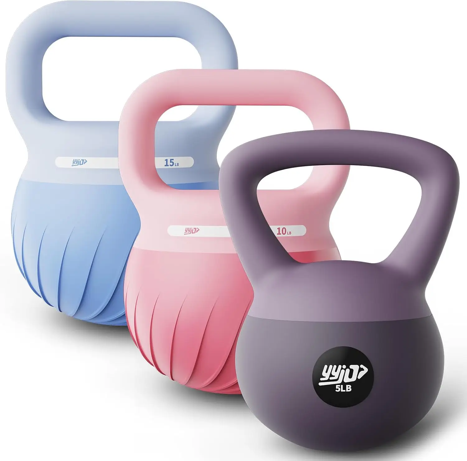 Soft Kettlebell, Shock-Resistant Anti-Slip Base, Wide-Grip Handle, 5/10/15 lb Color-Coded Weights for Strength and Safety in Women's and Men's Workouts