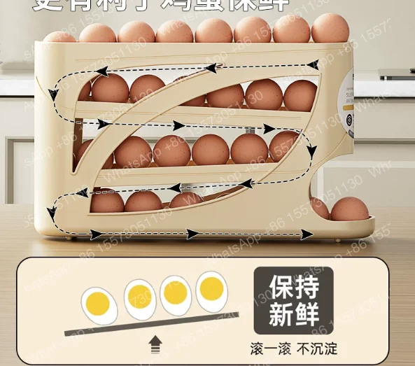 Rolling egg storage box, kitchen multi-layeroblique automatic egg roller, refrigerator side dooreggtrayspecial fresh-keeping box