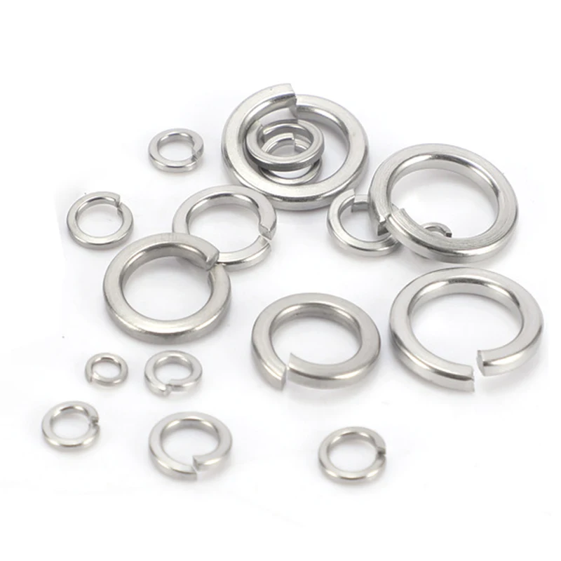 10/ 50/ 100pcs Spring Split Lock Washer Elastic Gasket M1.6 M2 M2.5 M3 M4 M5 M6 M8 M10 M12 M16 M24 M27 M30 A2 Stainless Steel