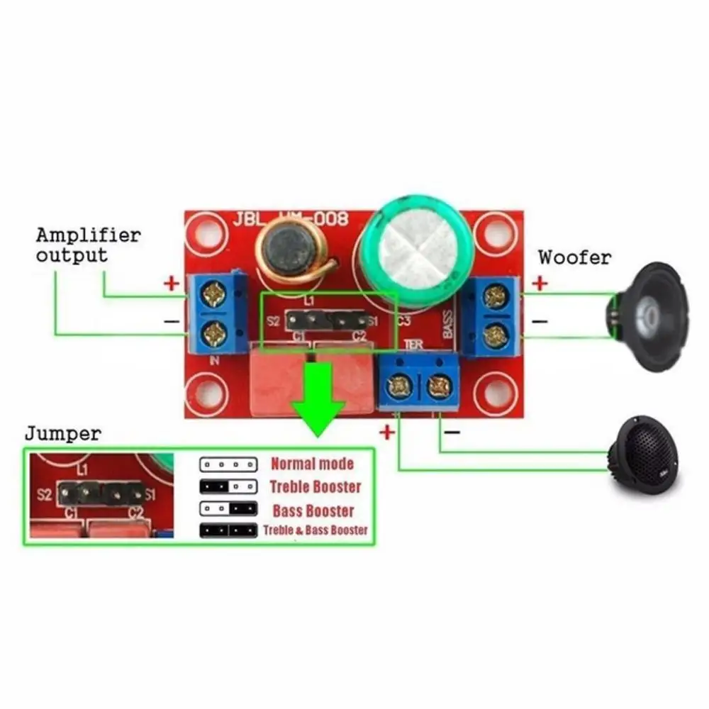 Stable Treble Bass Easy Install Adjustable Speaker Crossover Filter Audio Frequency Divider 2 Way DIY