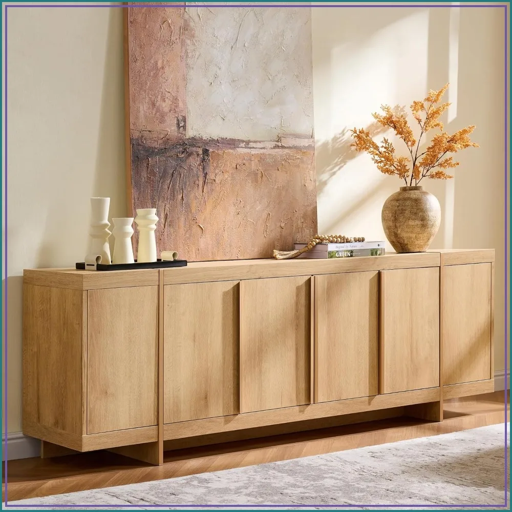 Modern 70 in Media Console TV Stand for 80 in TVs Large Concealed Storage