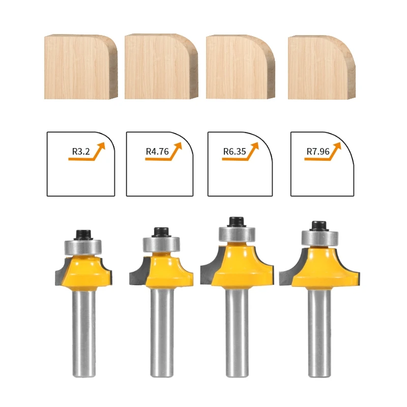 YUSUN  8MM Shank Corner Round Over Router Bit Woodworking Milling Cutter For Wood  Face Mill