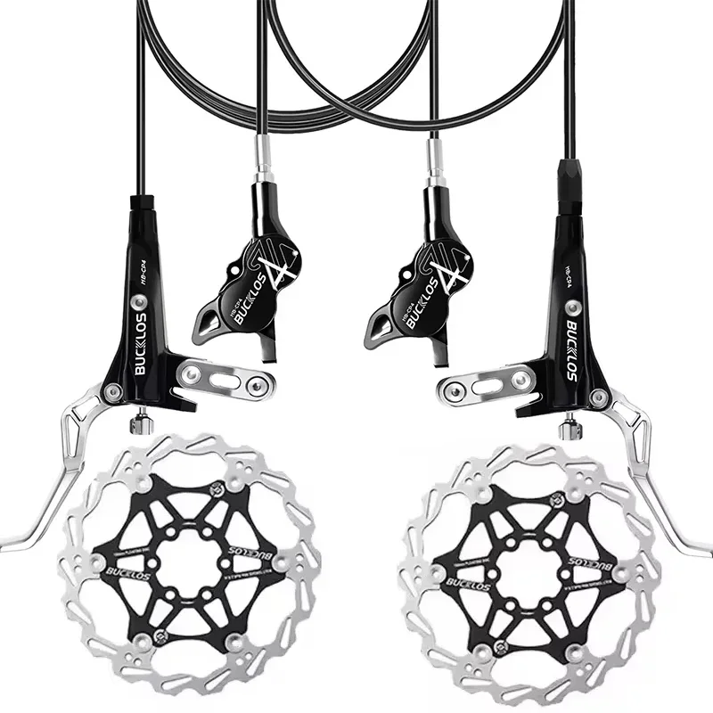 4 Pistons E-bike Hydraulic Brake Set MTB DH Bicycle Brakes 850/1550mm Front Rear Hydraulic Disc Brake Set