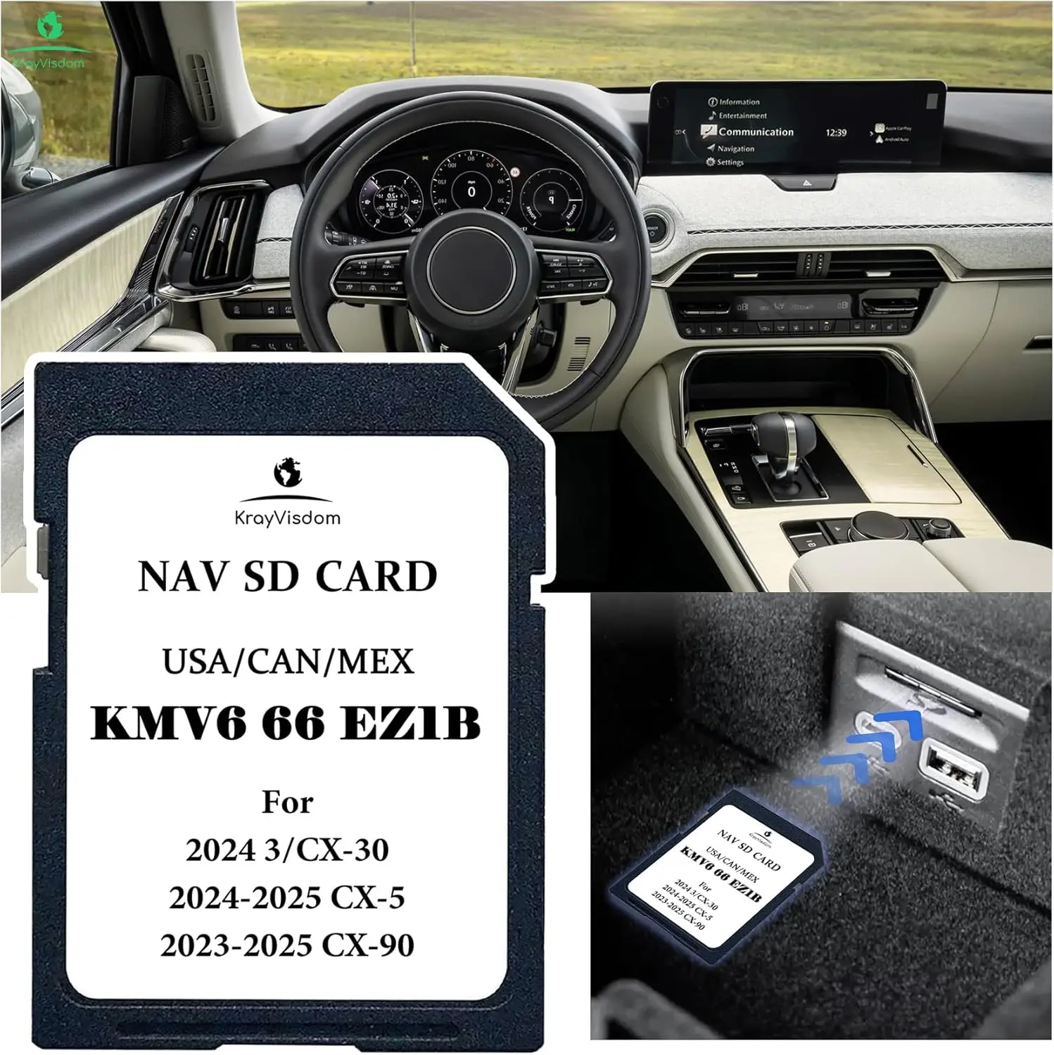 بطاقة SD للملاحة GPS المحدثة لـ CX-5 (2024-2025)، CX-30/3 (2024)، CX-90 (2023-2025) | خرائط الولايات المتحدة الأمريكية/CAN/MEX #4