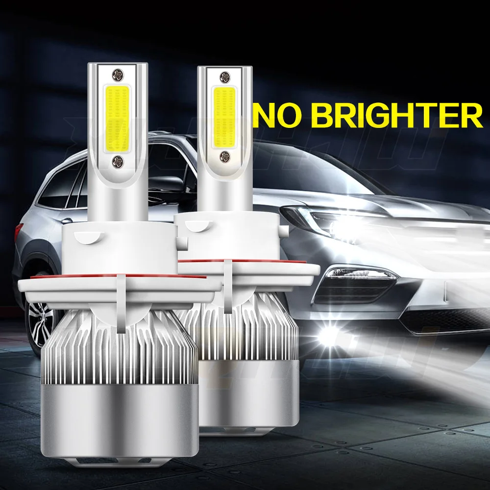 

XWQHJW 2PCS Car lights 9008 Super Bright LED Headlights High Low Beam Fog Light Bulb White 6000K Minisize Car accsesories