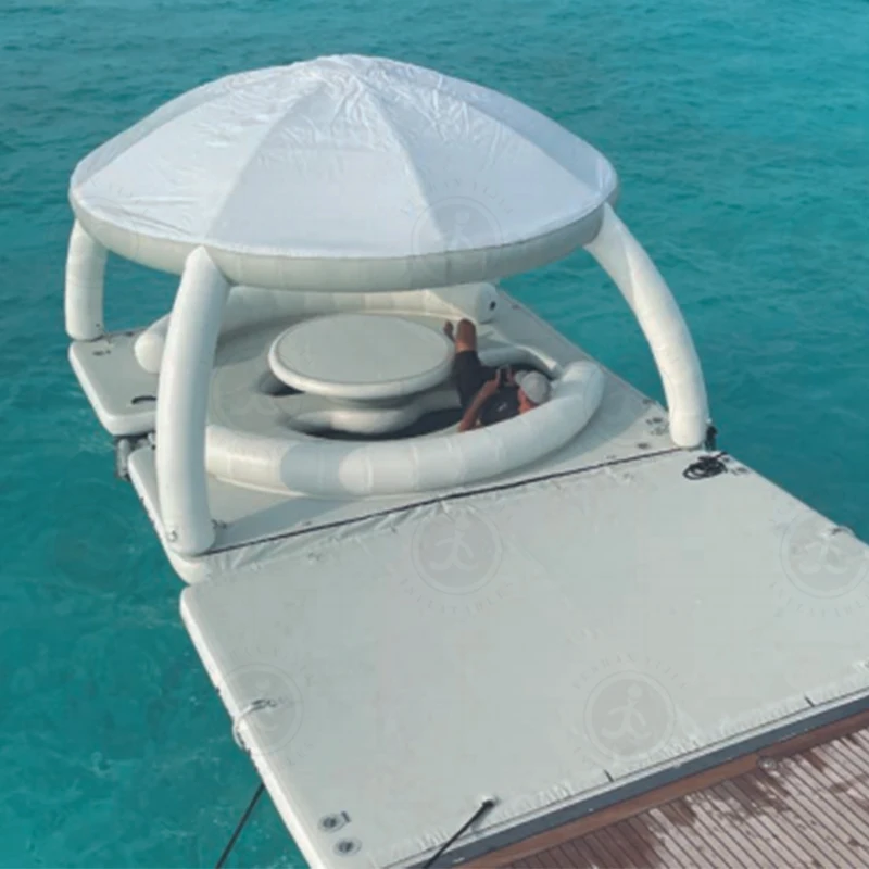 2024 Summer Inflatable Water Floating Lounge Island Tent Platform Inflatable Pontoon Platform