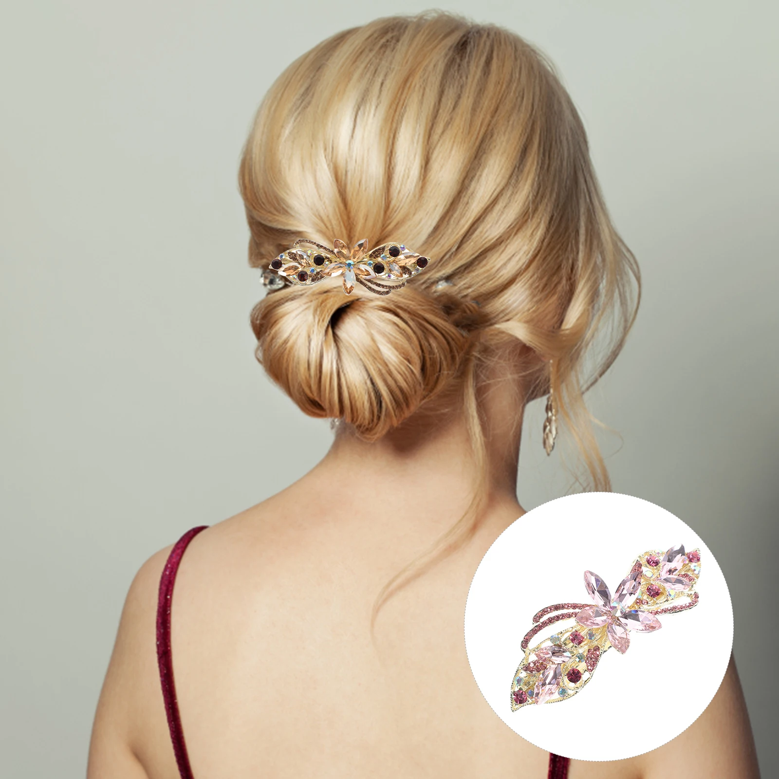 

Rhinestone Flower Hair Clips Dazzling Bridal Accessories Spring Top Pins for Women Formal Wedding Hairstyle