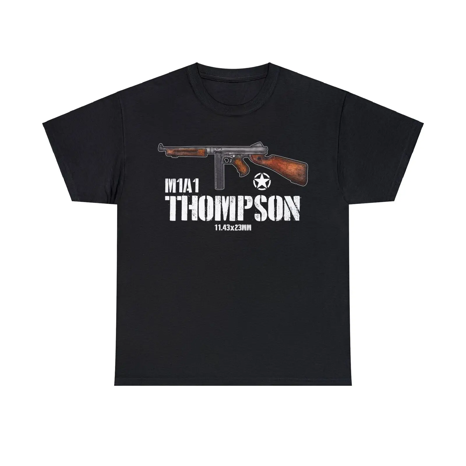 WWII US Army M1A1 Thompson Machine Gun T-Shirt 100% Cotton O-Neck Short Sleeve Summer Casual Mens T-shirt Size S-3XL