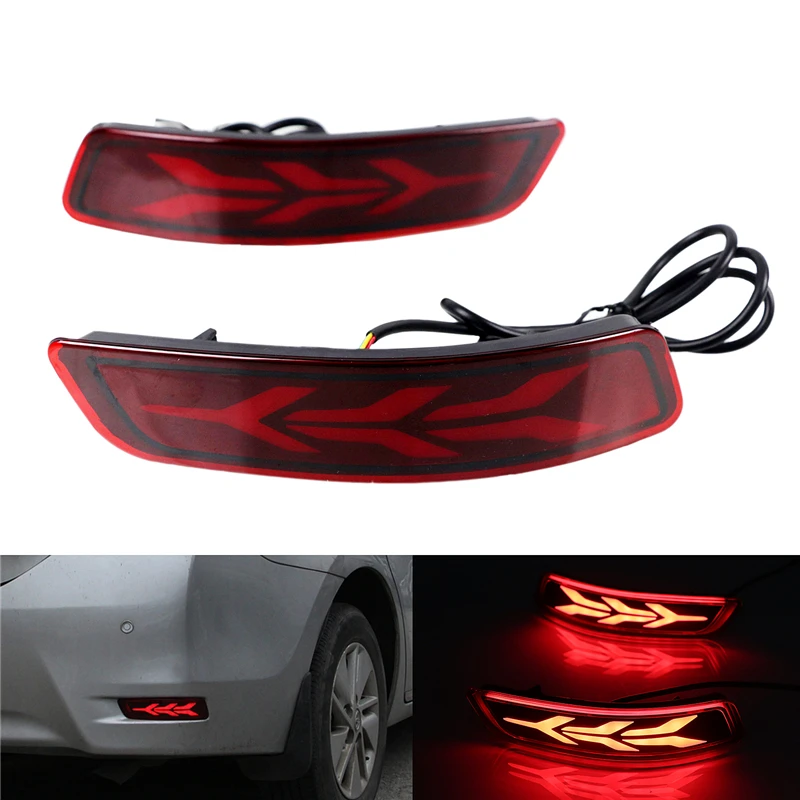 Multifunction Car Rear Bumper Fog Lamp Brake Light For Toyota Corolla Altis 2014-2018 Red LED Flowing Flashing Reflector Lamp