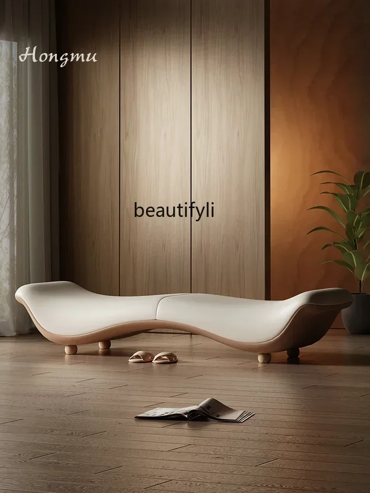 Genuine Leather Bed End Stool Corridor Shoe Changing Stool High-End Bedside Bench