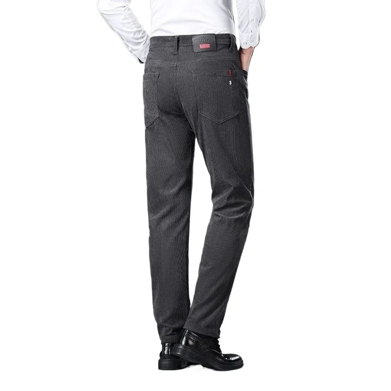 

2025 Fleece Autumn Winter Men's Corduroy Casual Pants Straight Leg Loose Fit Youth Winter Thick Warm Velvet Long Pants for Men