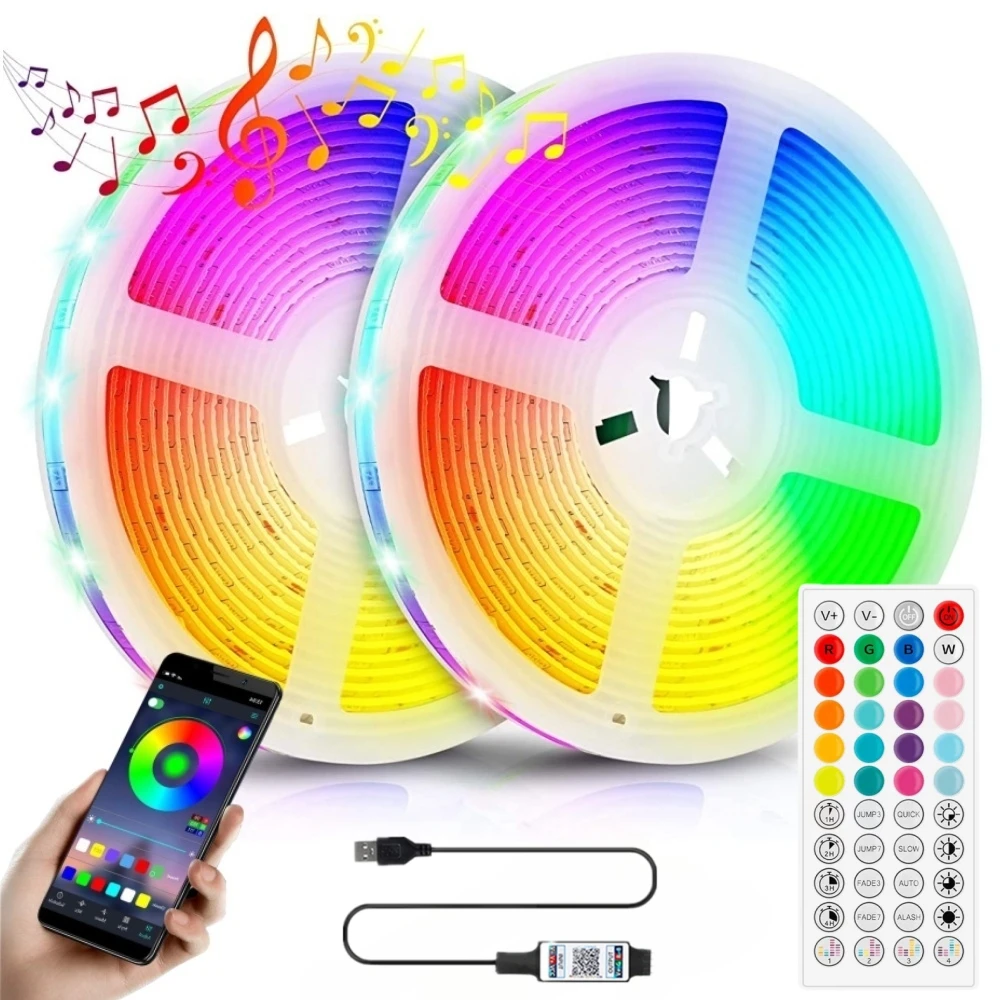 LTG-GEE RGB LED Strip Lights Music Sync USB 5V Remote Control Led Ribbon Flexible Lamp For Room Party TV Desk Bedroom Decoration