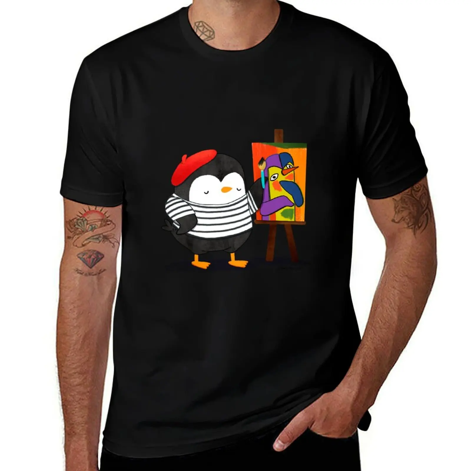 

Pablo Penguinasso Painter T-Shirt anime tshirt mens graphic t shirts T-Shirt