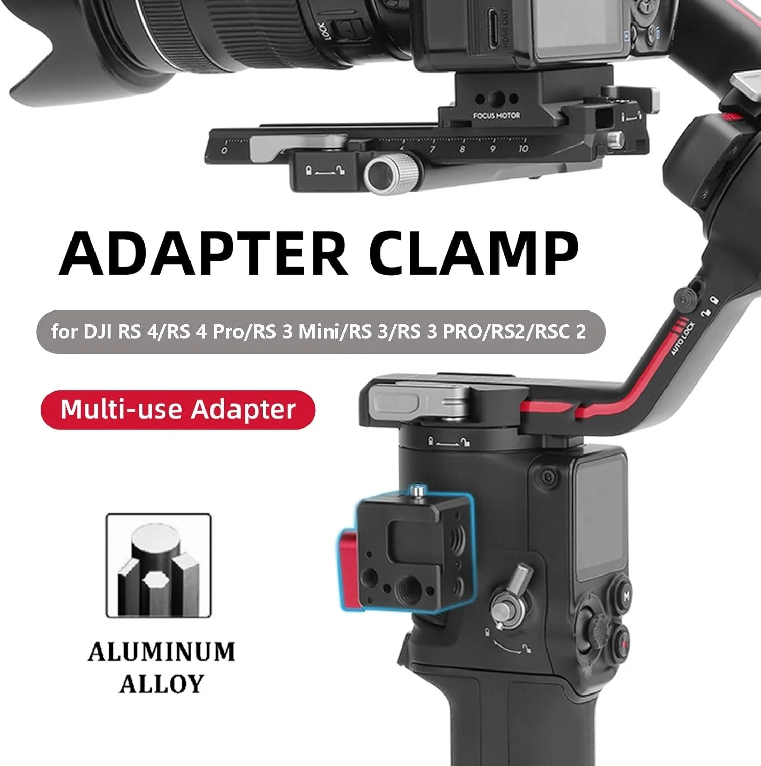 Quick Release NATO Rail Clamp for DJI RS 4 /RS4 Pro/RS3 Mini/RS3/RS3 PRO/RS2 Gimbal, Built-in 3/8