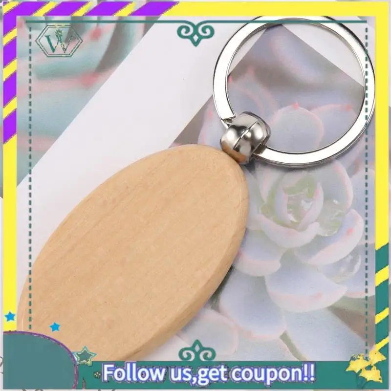 

NEW 20Pcs Blank Wooden Key Chain Diy Wood Keychains Key Tags Gifts Yellow