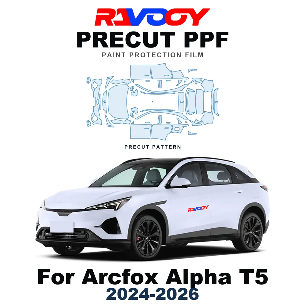 Precut PPF For Arcfox Alpha T5 Base 2024-2026 8.5mil TPU Paint Protection Film Hood Bonnet Bumper Headlight Self-Healing Fenders