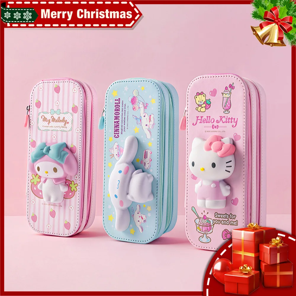 Yizheng Sanrio 3D Decompression School Pencil Case Hello Kitty Kuromi Pen Box Large Capacity Double Layer Back to School Supply