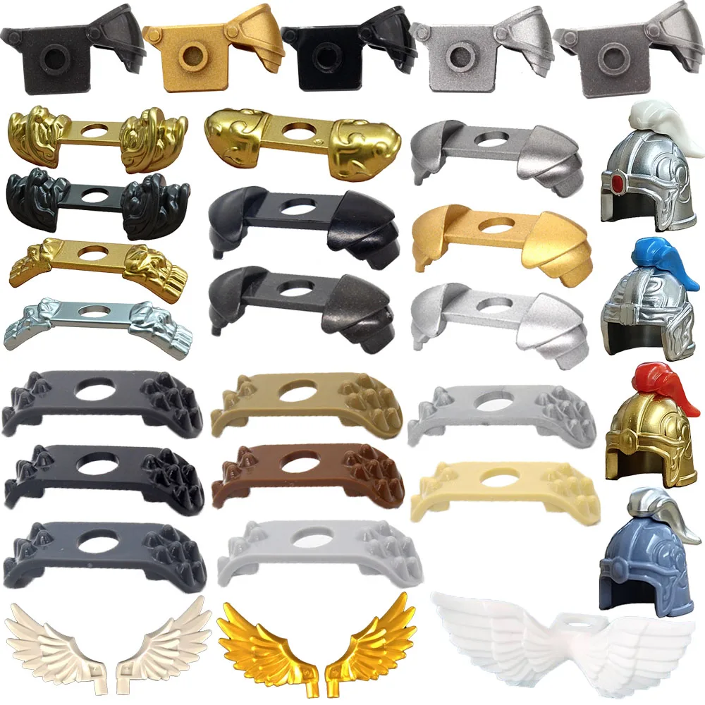 MOC Medieval Soldier Shoulder Armor Building Blocks Knight Figure Wearing Part Accessories Helmet Wings Weapon DIY Toy Gift K001