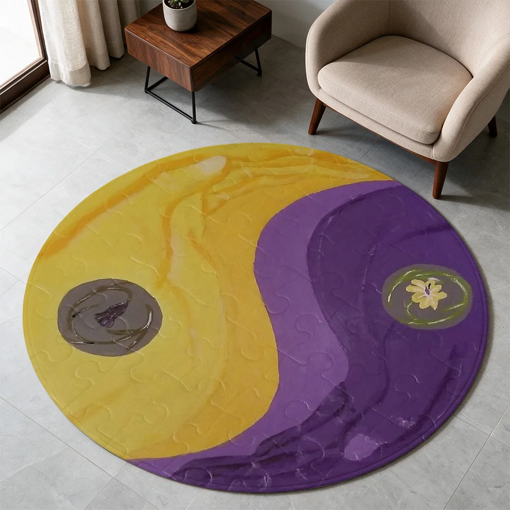 Large Round Yin Yang Yoga Mat Floor Rug for Living Room Meditation Exercise Area Home Decor