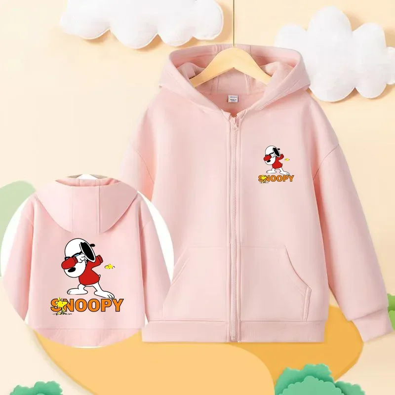 Snoopy cartoon anime children\'s hoodie zipper hoodie casual children\'s style boys and girls same style 3-14 years old