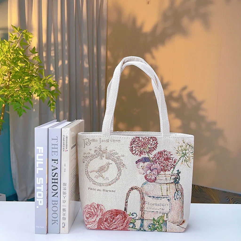 Travel Tote Bag Wear Resistant Floral Shoulder Bag Daily Commute Bag Lightweight For Daily Commute School Casual Shopping