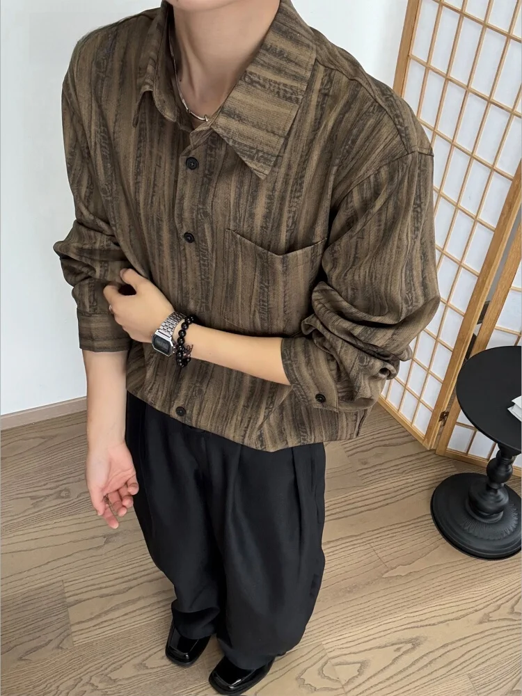 

Мужской кардиган свободного кроя, длинный, с эффектом тай-дай, цвет ржаво-коричневый, текстурированный, повседневный, осенний, стандартной длины, без застежки