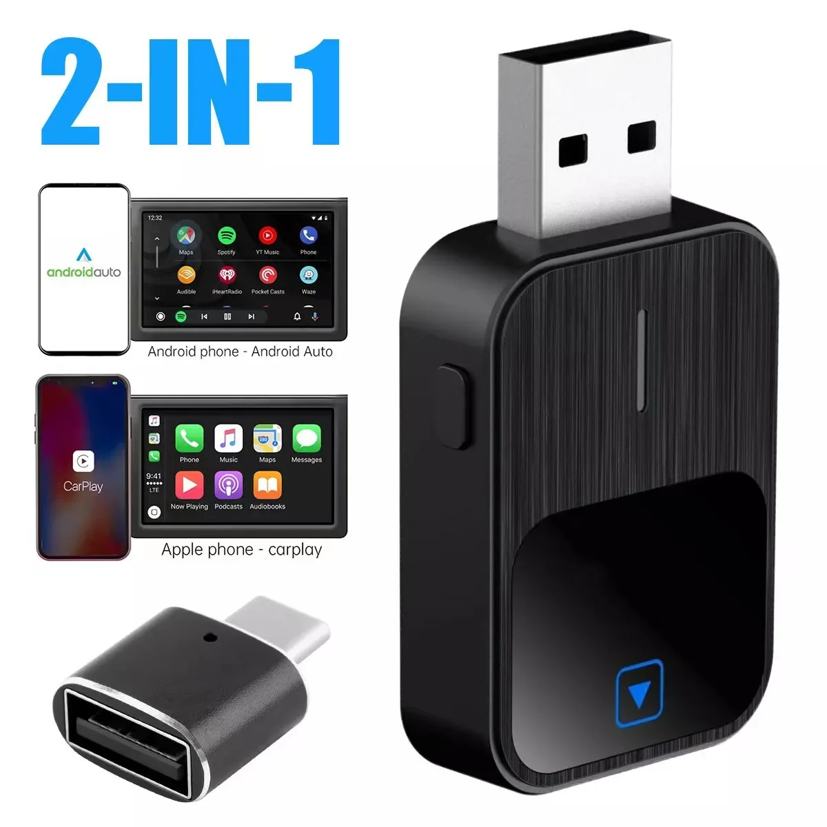 2026 New upgraded wireless CarPlay box Android Auto two-in-one adapter for cars