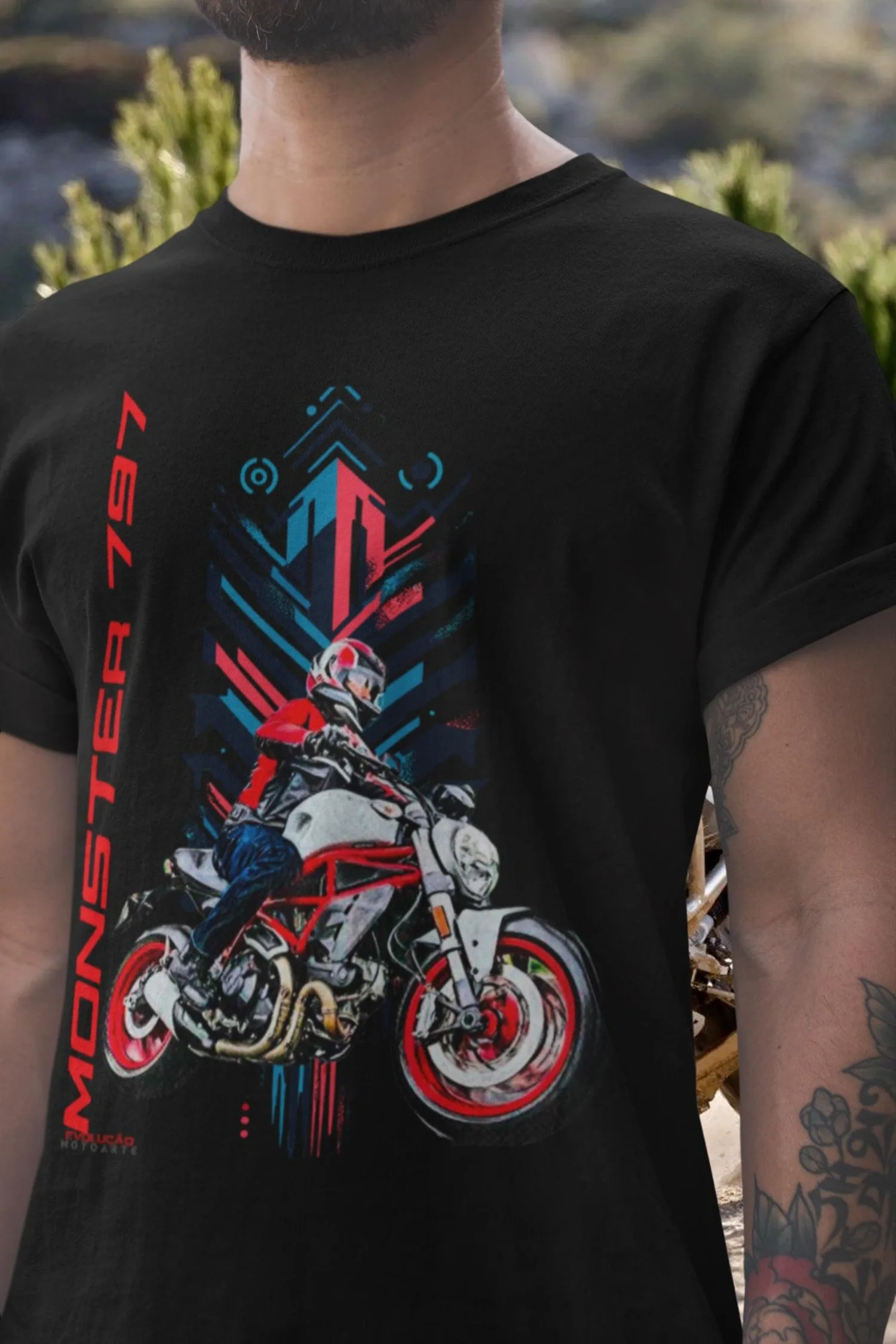 

44@EY D.ucati Monster 797 T Shirt The Air Cooled Essence Motorcycle Tee Desmodue L-Twin Rider Top For D.ucatisti Fans Il Mostro