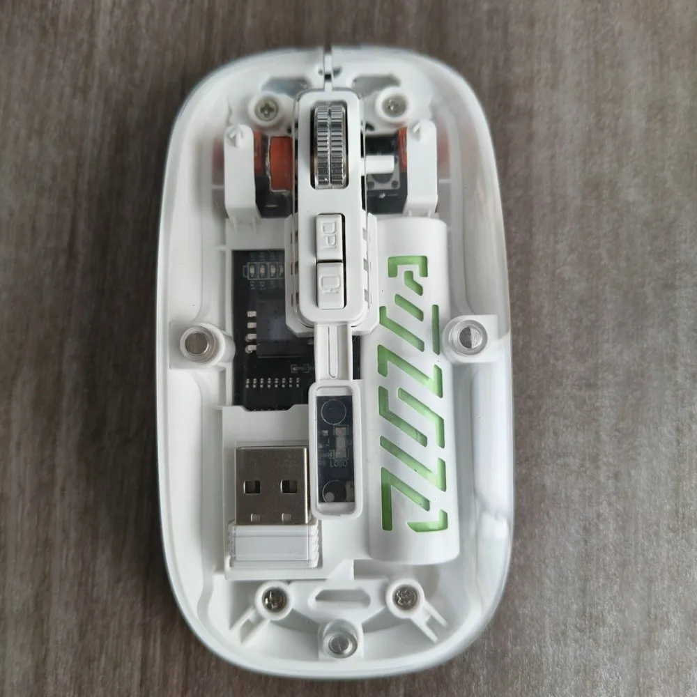 ماوس بلوتوث 2.4G لاسلكي مزدوج الوضع قابل لإعادة الشحن للكمبيوتر المحمول ماوس لاسلكي محمول شفاف قابل لإعادة الشحن مكتب/المنزل