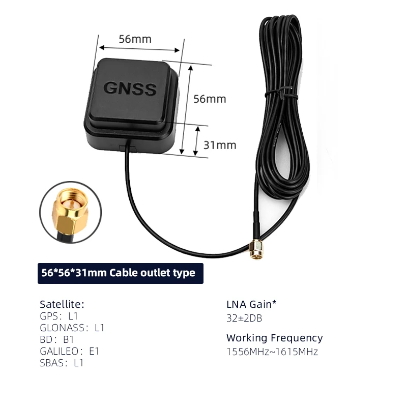 HONGXIN GNSS Car Antenna, 1556–1615 MHz Single-Frequency Positioning Antenna for Outdoor Vehicle Use