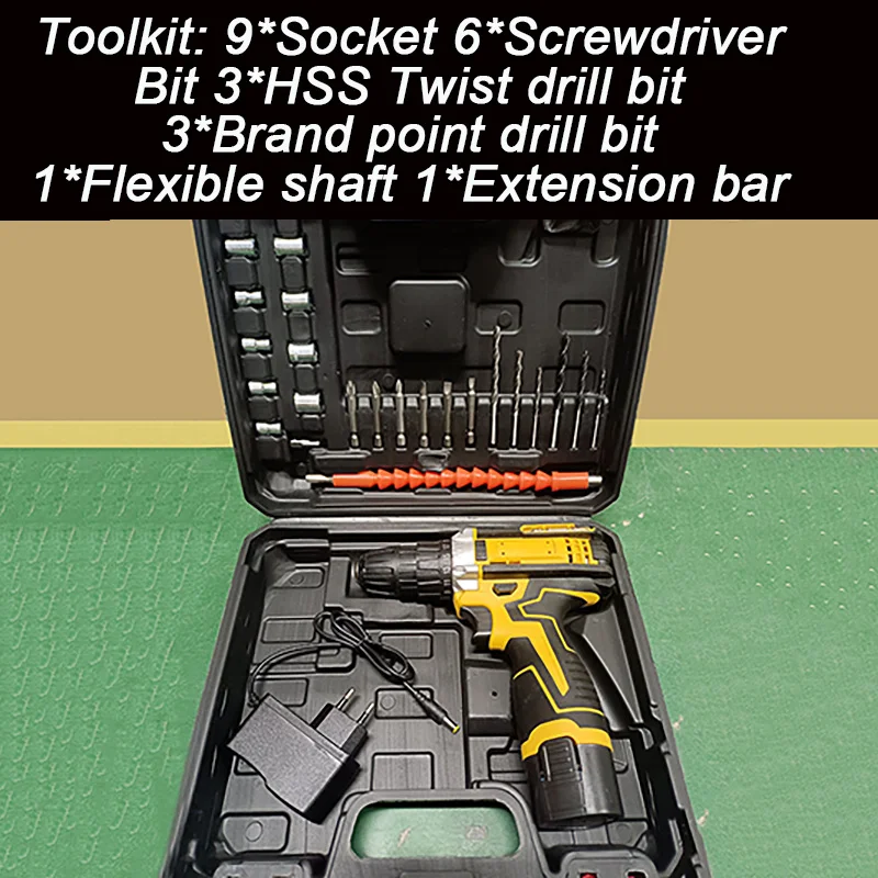 Lithium Electric Drill Electric Screwdriver Hand Electric Drill Electric Tool Set Multifunctional Accessory Box Packaging