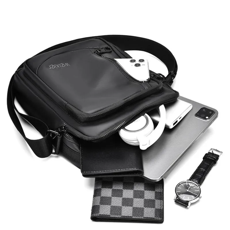 

Многослойная кожаная сумка через плечо для мобильного телефона. Простая повседневная мягкая сумка через плечо из искусственной кожи для мужчин. Для ежедневного использования, работы, на открытом воздухе, для путешествий.