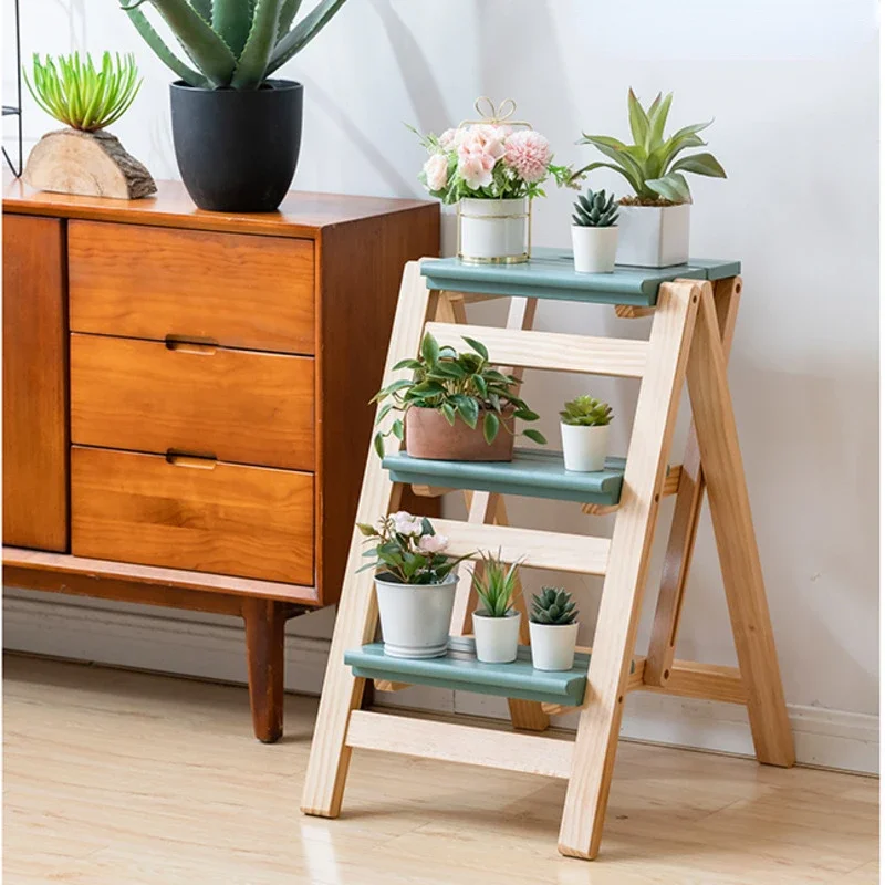 Weight-bearing 150kg High Stools Kitchen Indoor Wood Ladder Chair Multifunctional Step Ladder Thickened Fold For 3 Step Ladder