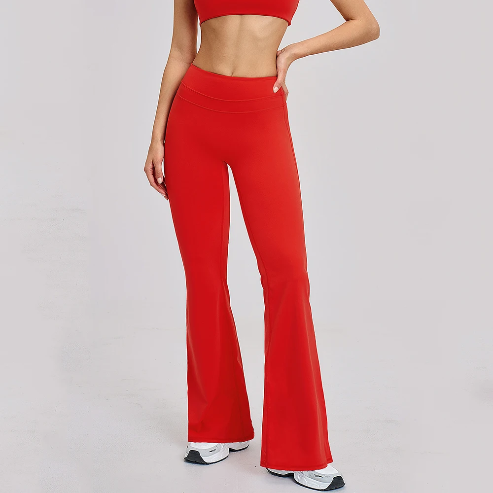 

Женские спортивные брюки-клеш с высокой талией, эластичные, для тренировок, с эффектом пуш-ап, однотонные, повседневные, широкие, для спортзала