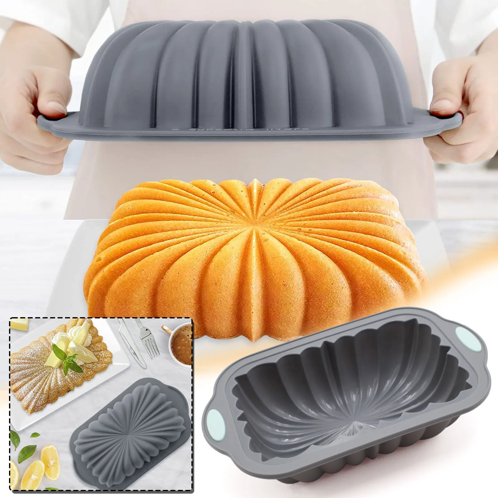 

Silicone Bread Loaf Pan With Fluted Design Food Grade Non-Stick Silicone Baking For Cake Metal Reinforced Frame Secure