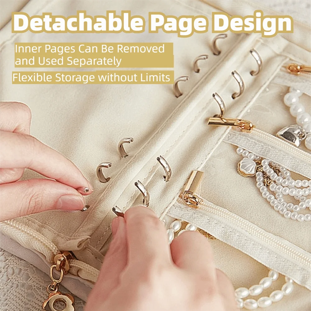 

Модный дорожный органайзер для ювелирных изделий с розовым узором, большая вместительная витрина для ювелирных изделий, 5 шт., внутренняя страница, прочный чехол для хранения ожерелья