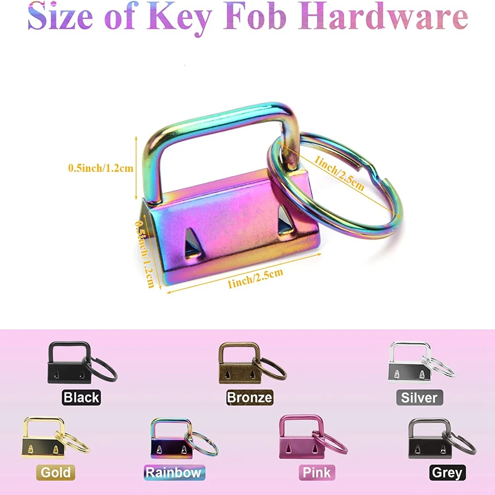 

New-Design Key Fob Hardware Set 1 Inch Key 7 Color Wristlet Keychain Hardware