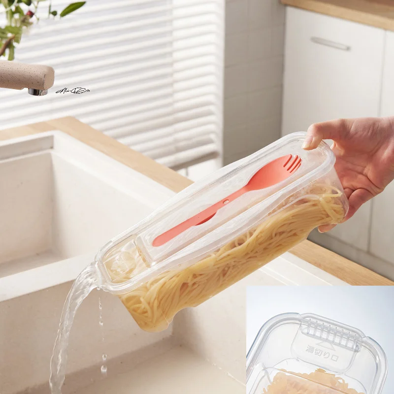 

Термостойкая микроволновая печь, коробка для приготовления макарон с ситечком, ложка для салата и пароварка, спагетти, кухонный аксессуар