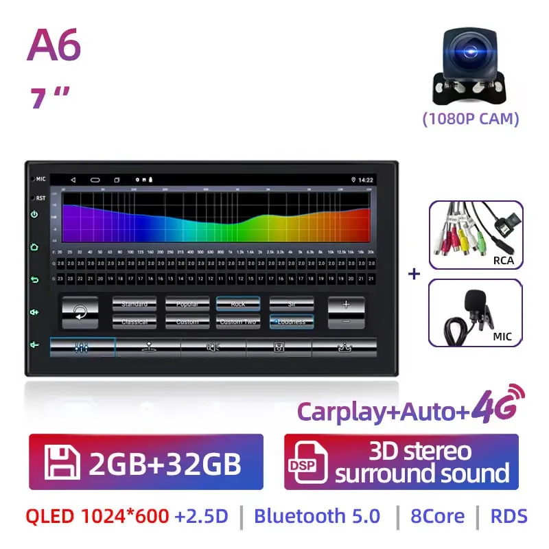 Ruancheng 8G 128G 2 Din Android 14 Autoradio GPS AI Carplay Auto Stereo Universele 7 "voor Volkswagen Nissan Hyundai Kia Toyota