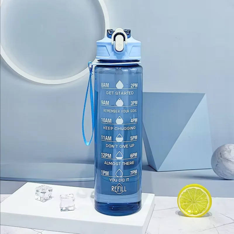900ml Sports Bottle With Time Scale Outdoor Gradient Solid Color Sports Bottle Portable Fitness Motivational Straw Mug Bpa Free image 6