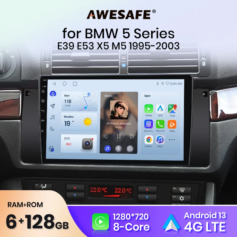 AWESAFE PX9 Plus Car Radio For BMW 5 Series E39 X5 E53 M5 1995 - 2003 wireless CarPlay Android Auto No 2 din 2din DVD