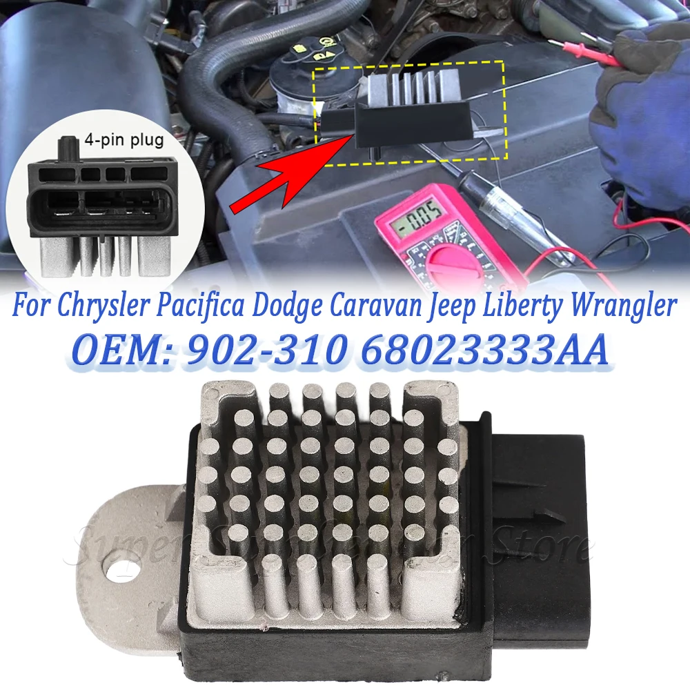 Módulo de Relé del Ventilador de Refrigeración del Motor para Chrysler Pacifica, Dodge Caravan, Jeep Liberty, Wrangler, Nuevo 902-310 68023333AA 68041017AB