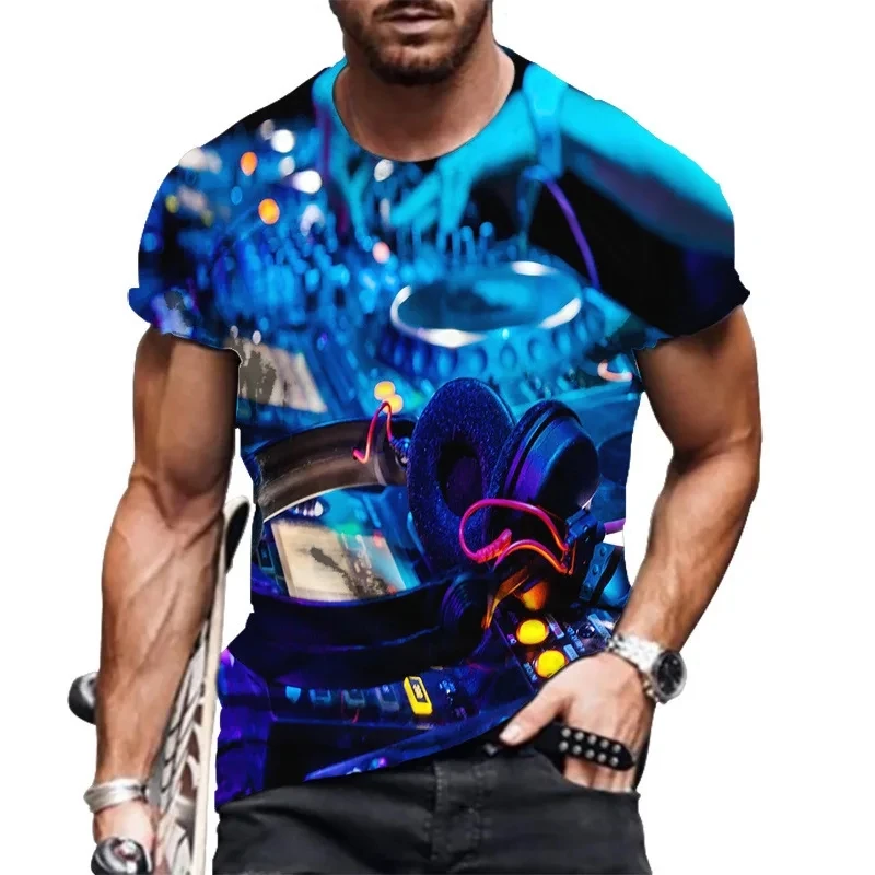 Stage DJ Keyboard 3d Printed T-shirt For Men Women Party Reunion Short Sleeves Tee Shirt Harajuku Personality Round Neck Tees