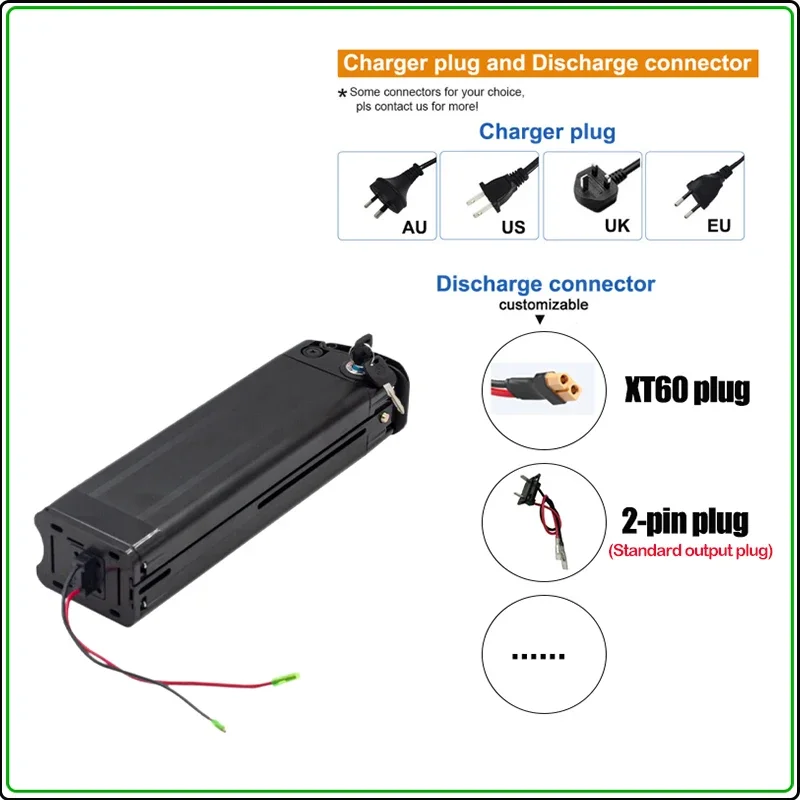 48v 30ah Silver Fish EBike Lithium Battery 52 Volt 45ah Batterie Vélo 36v 13Ah Duotts S26 Battery 60v 72v 20ah 40ah 50ah Battery
