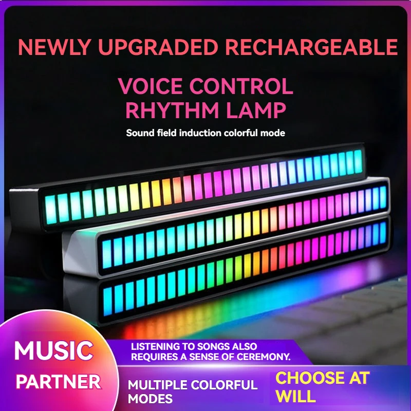 

Музыкальный ритм RGB светодиодный автомобильный светильник с управлением через приложение Bluetooth, звуковая активация, изменение цвета для декора настольного ПК