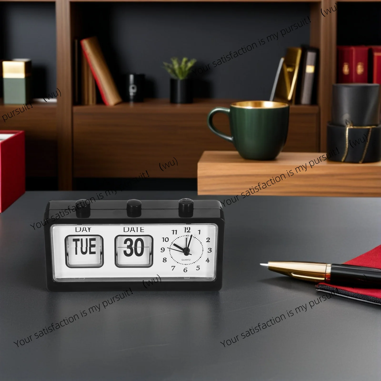 Manual Flip Desk Calendar Clock Retro Page Turning Design No Required Learning Tool For Date Display Alarm
